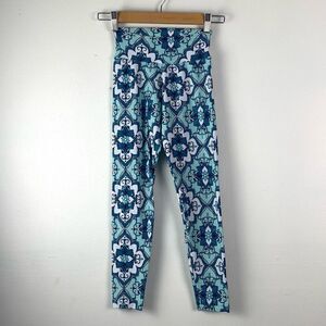 Liquido Yoga Legging floral Medallion Blue‎ Turquoise White
